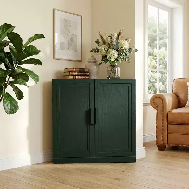 Dovelina hoekkast met verstelbare planken, dressoir, buffetkast, wijnkast en keuken- en eetkamerkast met houten deuren – 31H x 31W, 36H x 31W