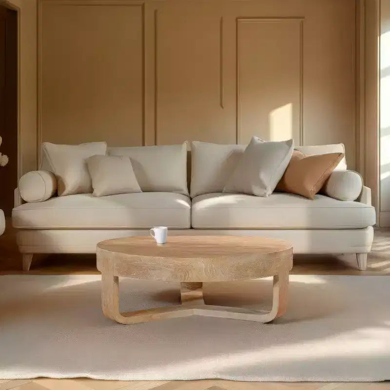 Royal Hampton 32 Inch Round Top Coffee Table with Open Sled Base
