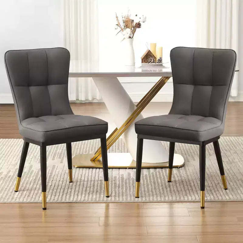 Ensemble de 6 chaises de salle à manger Bekrvio, siège moderne rembourré en similicuir avec dossier haut, pieds en métal, chaises de cuisine sans accoudoirs pour le salon et la salle à manger