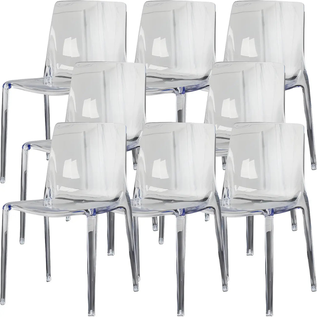 Chaise de salle à manger sans accoudoirs à dossier bas en acrylique ambré