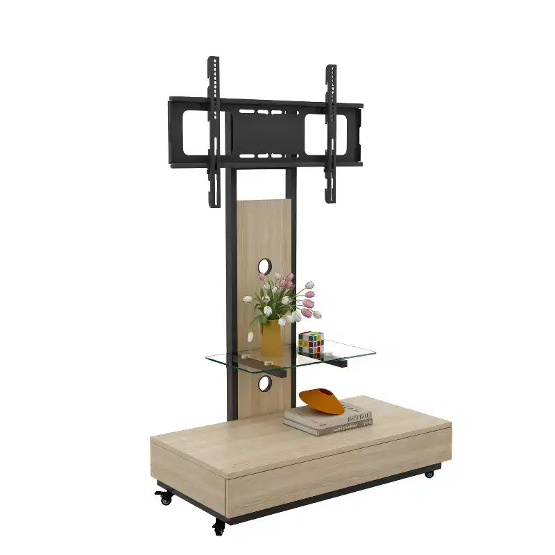 TV-Ständer für 32–75-Zoll-Fernseher, höhenverstellbarer mobiler TV-Wagen mit Schublade und Rollen für Wohnzimmer, Schlafzimmer und Büro – ModernLuxe
