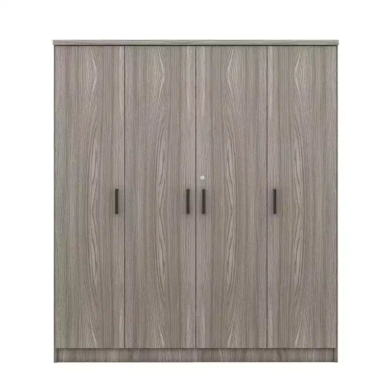 Armoire-penderie en bois à 4 portes avec tringle, 1 tiroir et étagères de rangement
