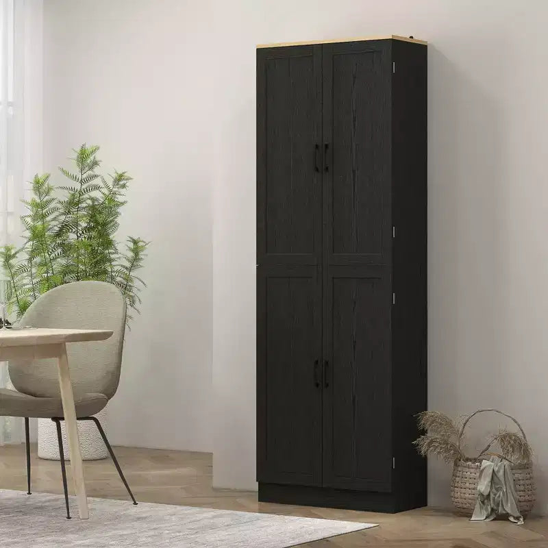 Garde-manger de cuisine autoportant HOMCOM 67 po, meuble de rangement à 4 portes avec étagères et portes réglables