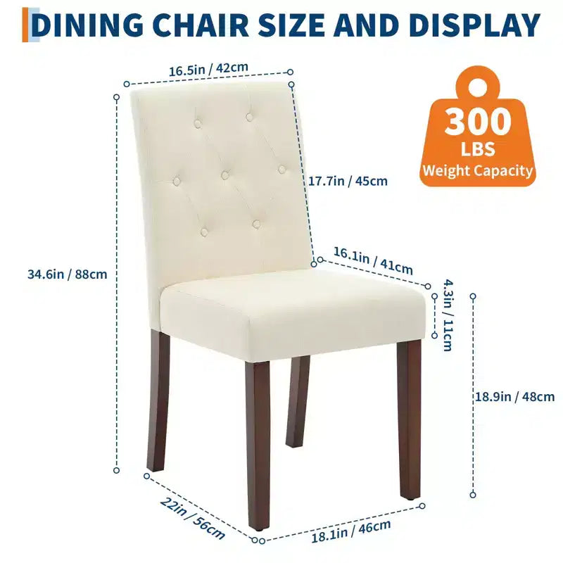 Ensemble de 6 / 4 chaises de salle à manger Parsons capitonnées à boutons – chaises de cuisine en tissu rembourré avec pieds en bois et assises rembourrées – mobilier de salon et de cuisine