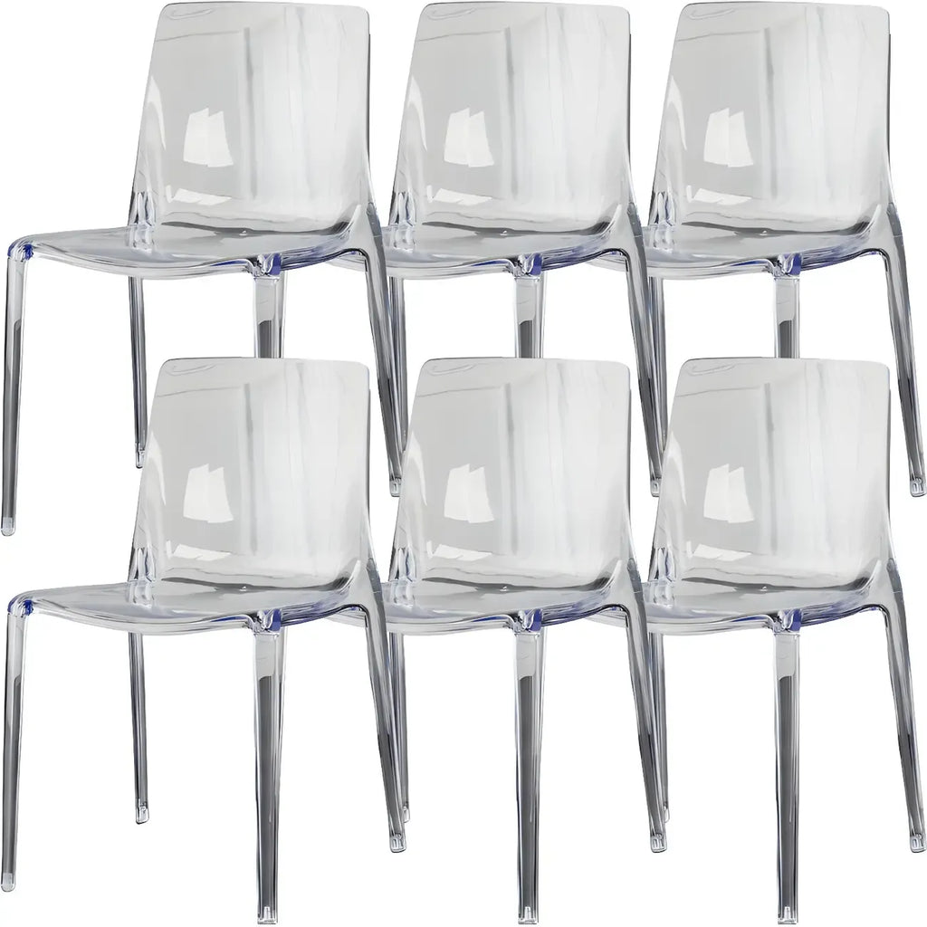 Chaise de salle à manger sans accoudoirs à dossier bas en acrylique ambré