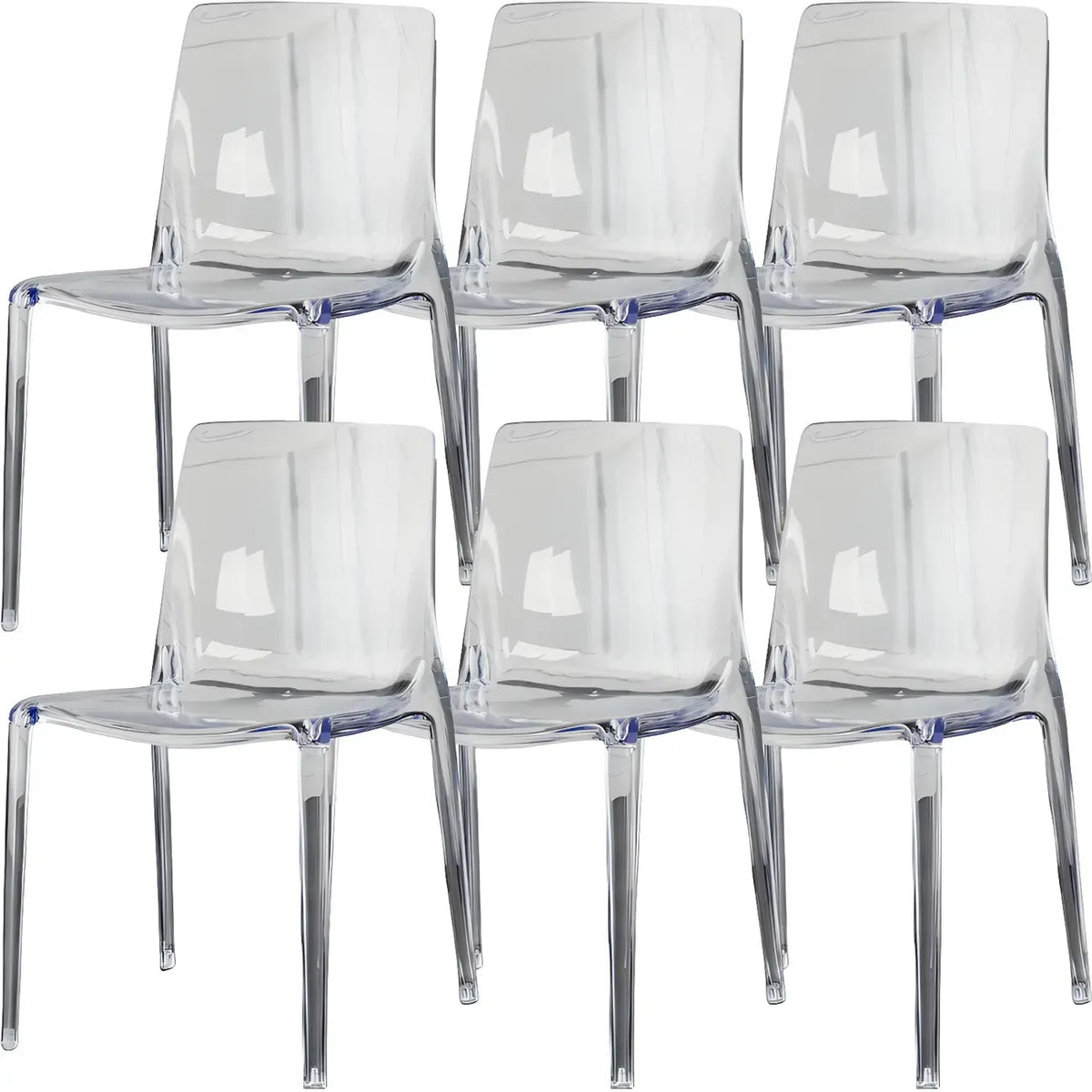 Chaise de salle à manger sans accoudoirs à dossier bas en acrylique ambré