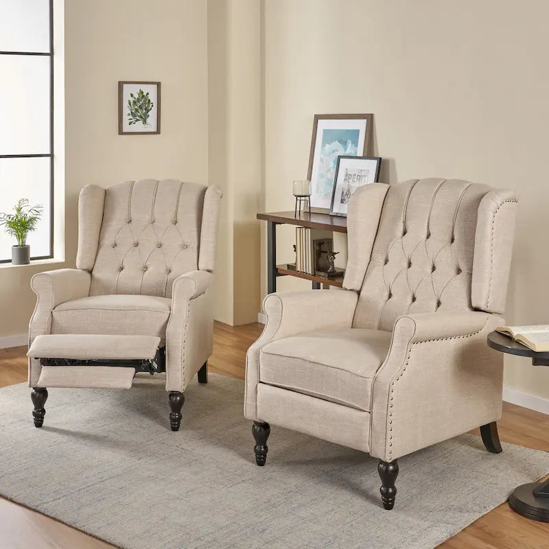 Fauteuils inclinables en tissu capitonné Walter (lot de 2) par Christopher Knight Home