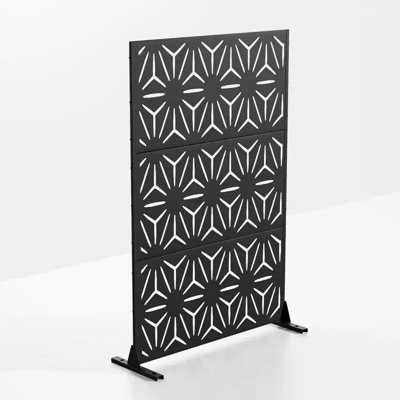 Paravento Star 01 in acciaio zincato nero 183x120x40cm