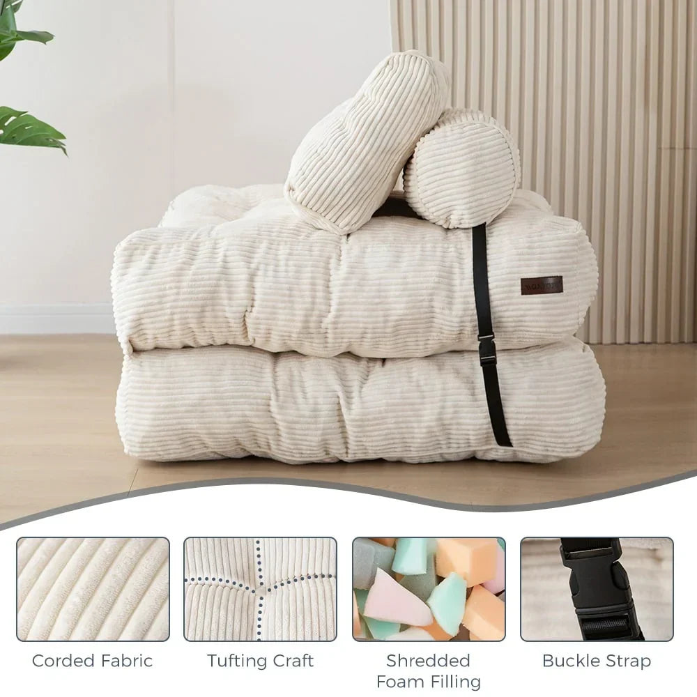 8 Corduroy vouwbare slaapbank, eenpersoons