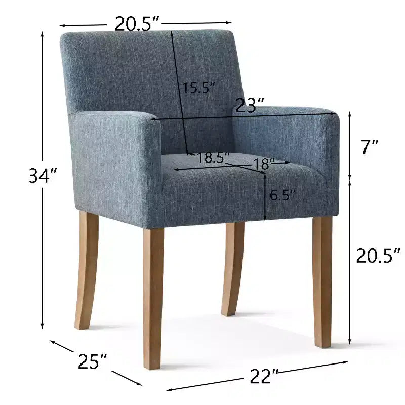 Ensemble de 6 chaises de salle à manger rembourrées avec accoudoirs, fauteuils modernes en lin avec pieds en bois, chaises d’appoint pour salle à manger et salon - Panipeachy