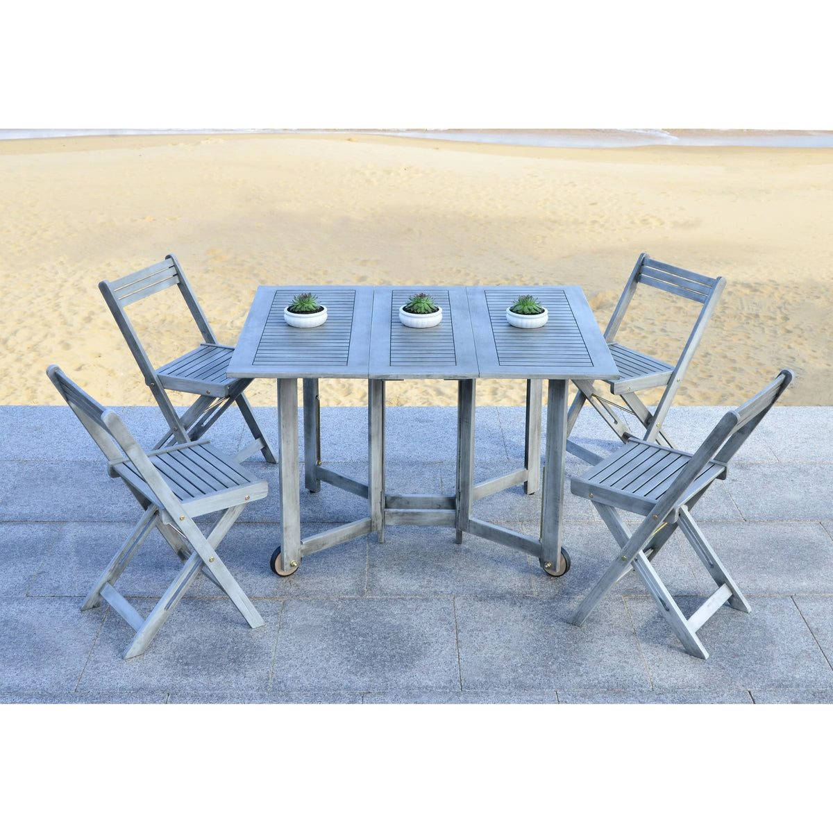 SAFAVIEH Brandy 5-delige tuinmeubelset met eettafel - 43B x 35D x 29H