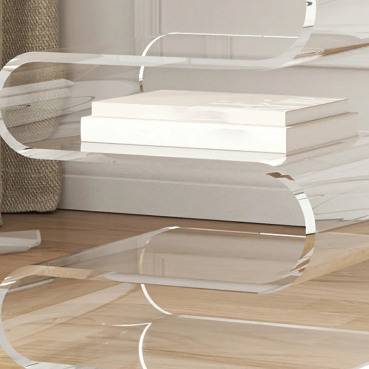 Moderne S-vormige bijzettafel van acryl met opbergruimte