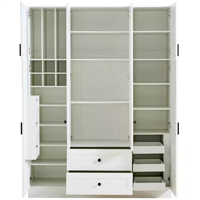 Garde-manger de cuisine autoportant Whisen de 180 cm de hauteur, grande armoire de rangement pour salle à manger avec 6 portes et étagères réglables