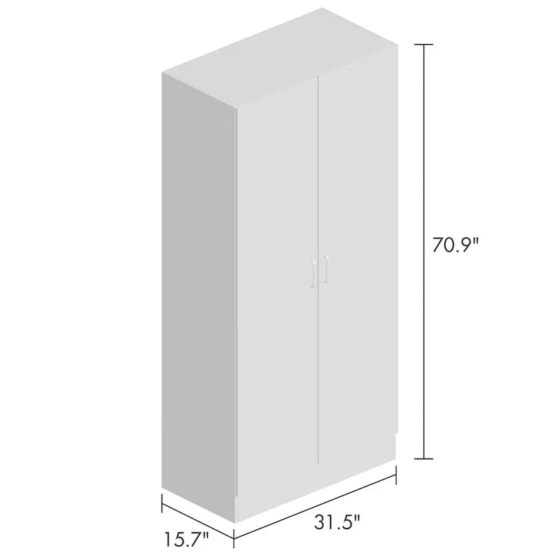 2-Door Wardrobe Armoires Freestanding Bedroom Armoire with Hanging Rod