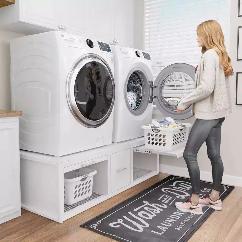 GDLF sokkels voor wasmachine en droger, universele standaard voor wasmachine en droger met uittrekbare plank, wit