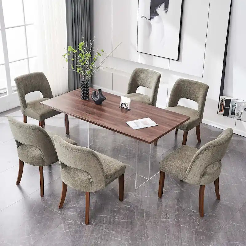 Set di 4 sedie da pranzo rivestite in tessuto
