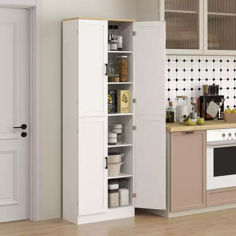 Garde-manger de cuisine autoportant HOMCOM 67 po, meuble de rangement à 4 portes avec étagères et portes réglables