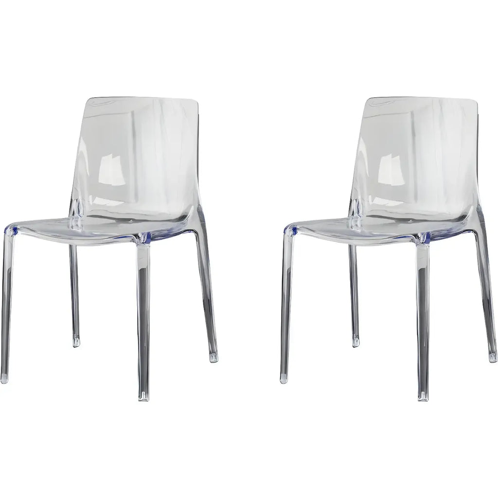 Chaise de salle à manger sans accoudoirs à dossier bas en acrylique ambré