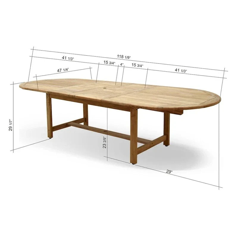 Ensemble de salle à manger de jardin extensible Amazonia Teak Sessa en teck, 13 pièces – 13 pièces