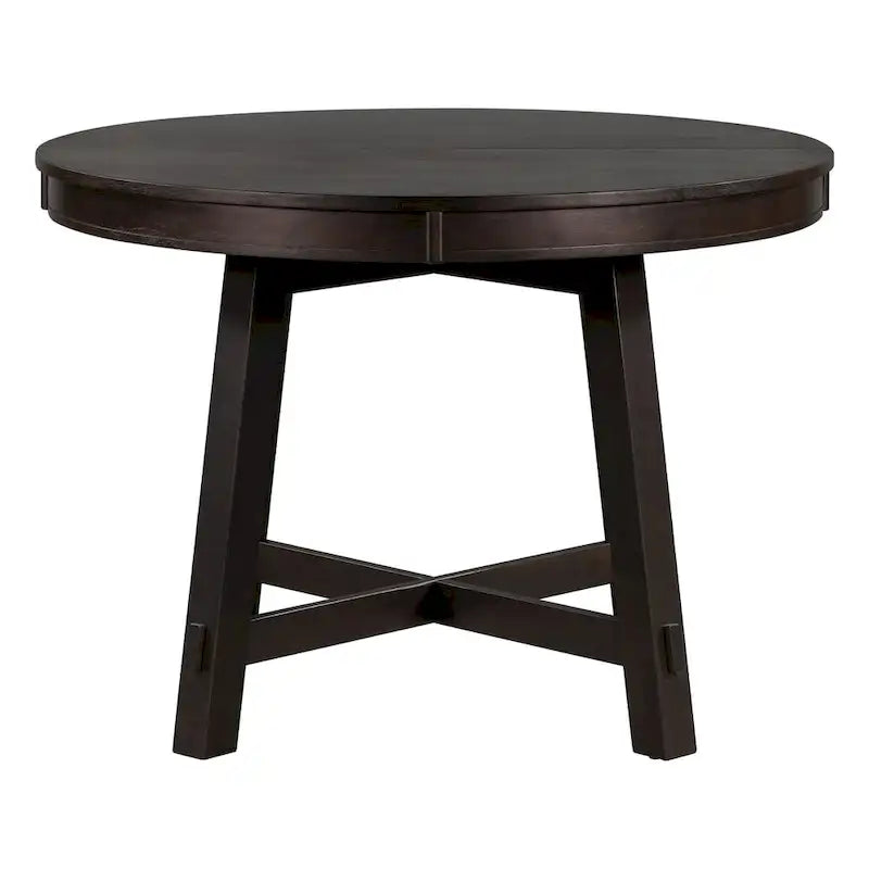 Ronde uitschuifbare eettafel in landelijke stijl met houten keukentafelblad en verlengblad van 16 inch
