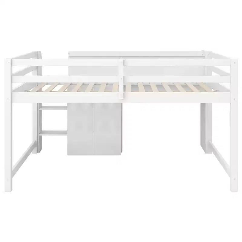 Niedriges Hochbett in Pink/Weiß mit Schreibtisch, Stauraum und Whiteboard - C Twin, 1 Person