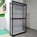 Moderine rechteckige Vitrine aus schwarzem Glas