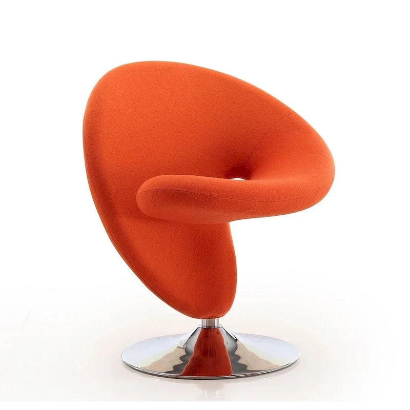 Manhattan Comfort Curl draaibare accentstoel van chroom en wolmix (set van 2)