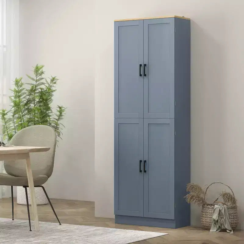 Garde-manger de cuisine autoportant HOMCOM 67 po, meuble de rangement à 4 portes avec étagères et portes réglables
