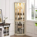 Eck-Vitrinenschrank mit Glastüren und Einlegeböden, Eckvitrine für das Wohnzimmer