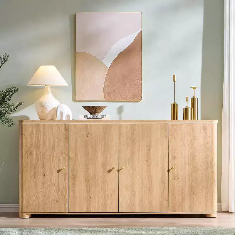 Küchenbuffet und Anrichte mit 4 Türen und Regalböden, moderner großer Buffetschrank mit Stauraum, 66-Zoll-Kaffee-Barschrank