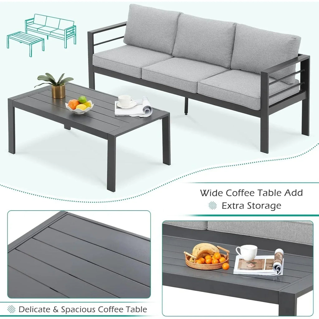 AECOJOY 7-delige aluminium tuinmeubelset voor buiten, loungeset