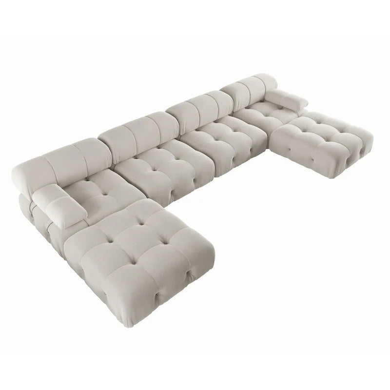 138 modulaire omkeerbare hoekbank, U-vormige minimalistische fluwelen bank