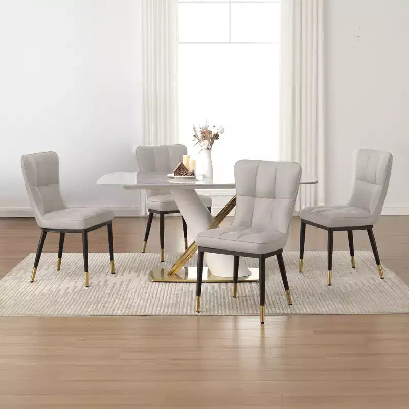 Ensemble de 6 chaises de salle à manger Bekrvio, siège moderne rembourré en similicuir avec dossier haut, pieds en métal, chaises de cuisine sans accoudoirs pour le salon et la salle à manger