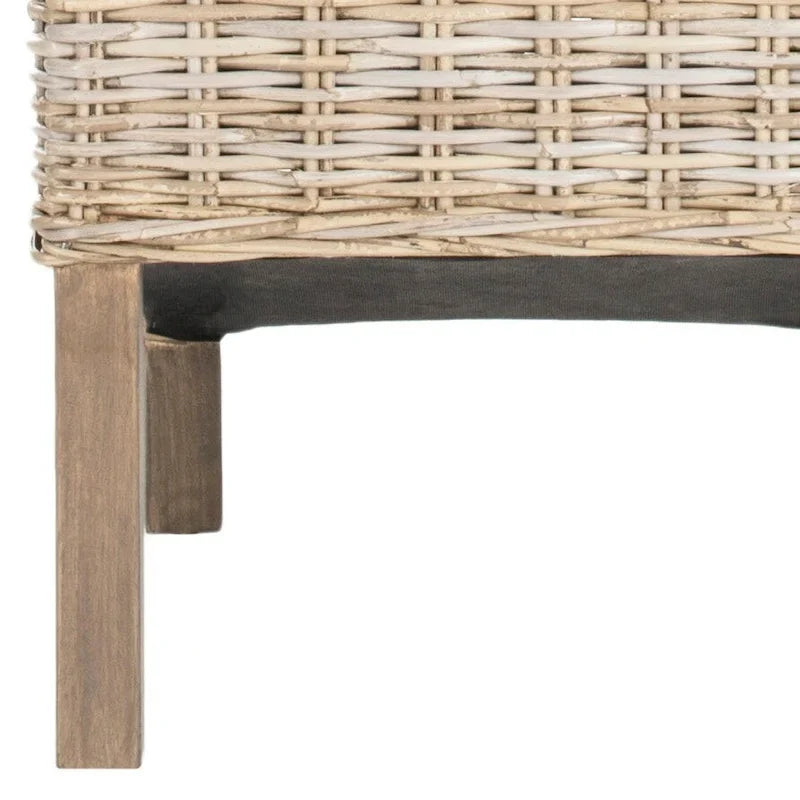 Set van 2 natuurlijke rieten eetkamerstoelen, 19B x 22D x 41H, boho-kuststijl