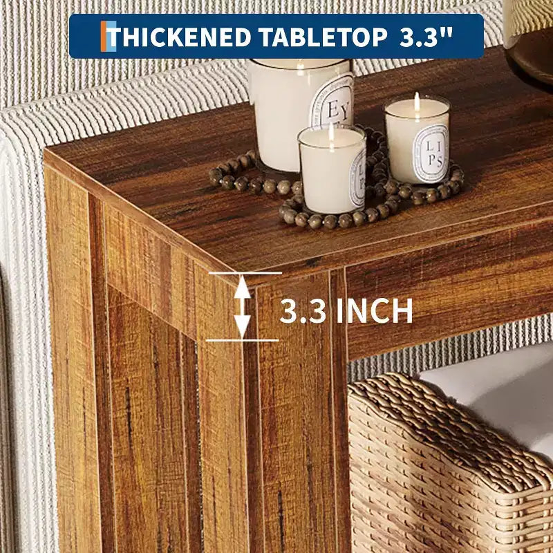 63 inch smalle houten haltafel met 2 laden voor woonkamer, gang of entree, decoratieve opberghaltafel