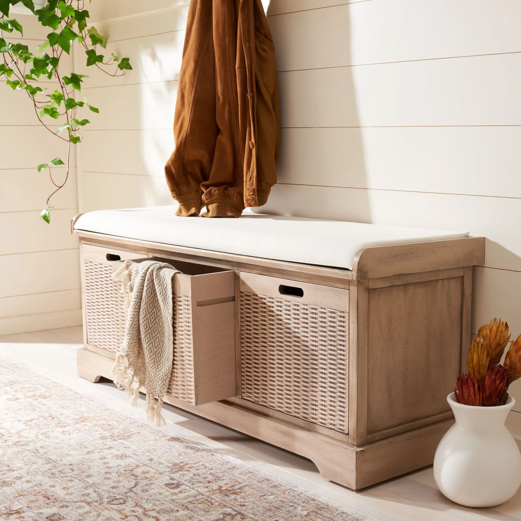 SAFAVIEH Fiorello minderli, 3 çekmeceli depolama pufu - 47.3 W x 15 L x 19 H - 47Wx15Dx19H
