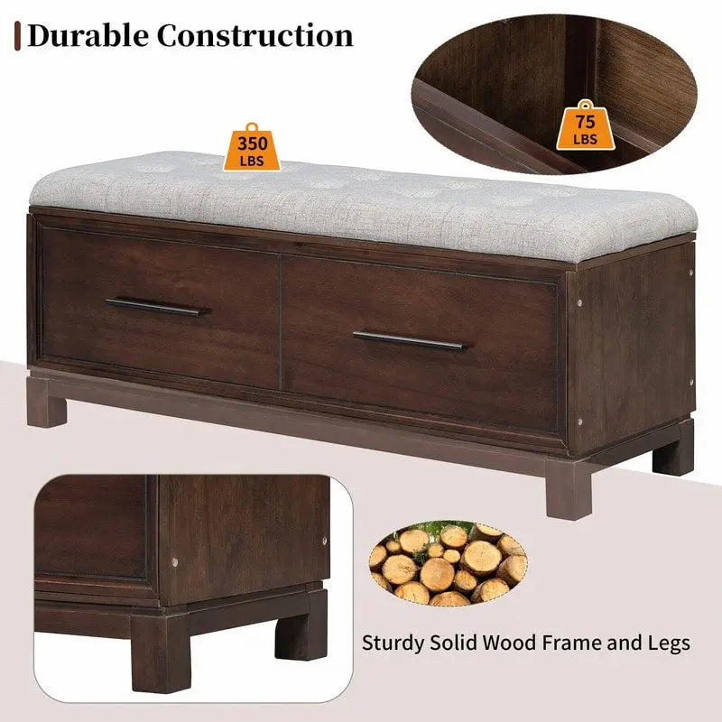 Schuhbank mit abnehmbarem Kissen und verborgenem Stauraum für Ordnung im Eingangsbereich und Wohnzimmer