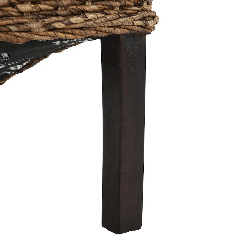 Set van 2 natuurlijke rieten eetkamerstoelen, 19B x 22D x 41H, boho-kuststijl