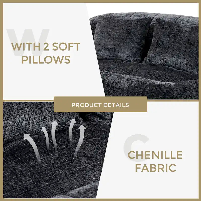 GDFStudio – Laurel Chenille-Sofa für 2 Personen mit hochdichtem Schaumstoff und übergroßem Komfort