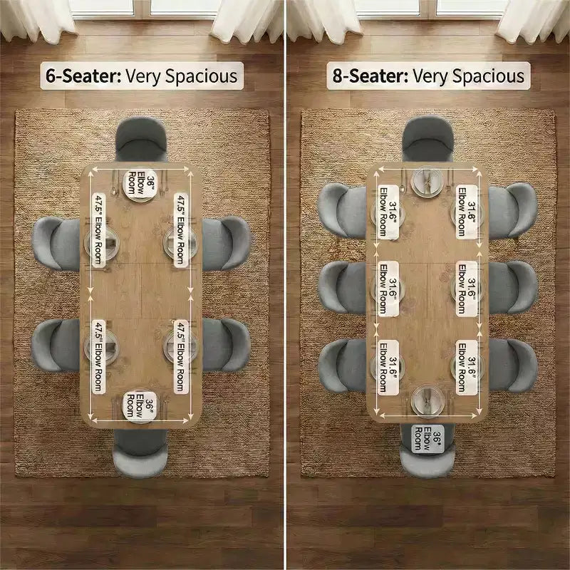 7-teiliges Esszimmerset, ausziehbarer 78–96-Zoll-Tisch mit Bockgestell und gepolsterten Stühlen mit Beinen aus Massivholz – Panipeachy