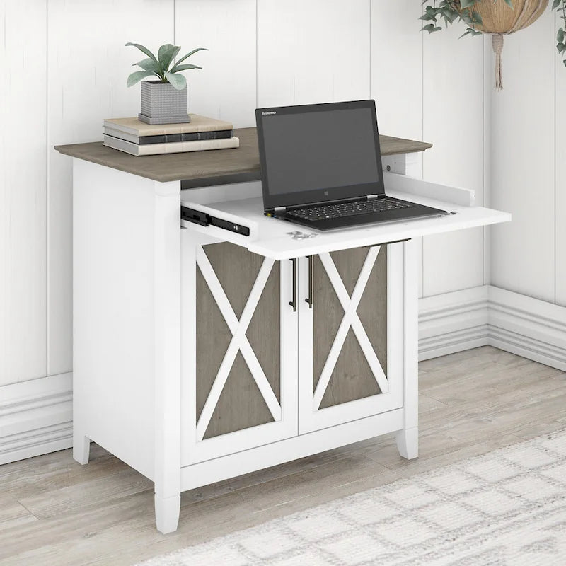 Biurko sekretarzyk Key West z szafką do przechowywania marki Bush Furniture