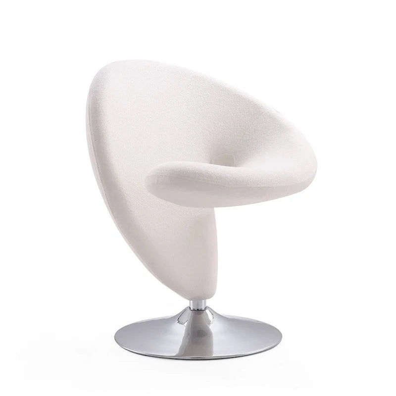 Manhattan Comfort Curl draaibare accentstoel van chroom en wolmix (set van 2)