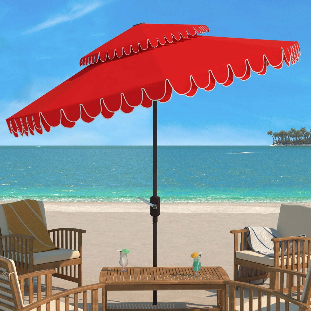 SAFAVIEH Kjerstin-bandeau voor buiten, dubbele kap, 9 ft