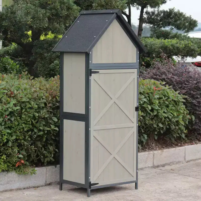 Buitenberging met vloer, 68 inch hoge tuinschuur voor tuingereedschap met verstelbare planken