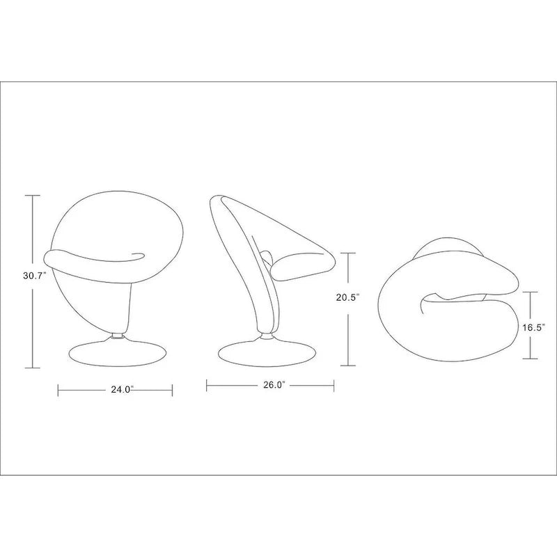 Manhattan Comfort Curl draaibare accentstoel van chroom en wolmix (set van 2)