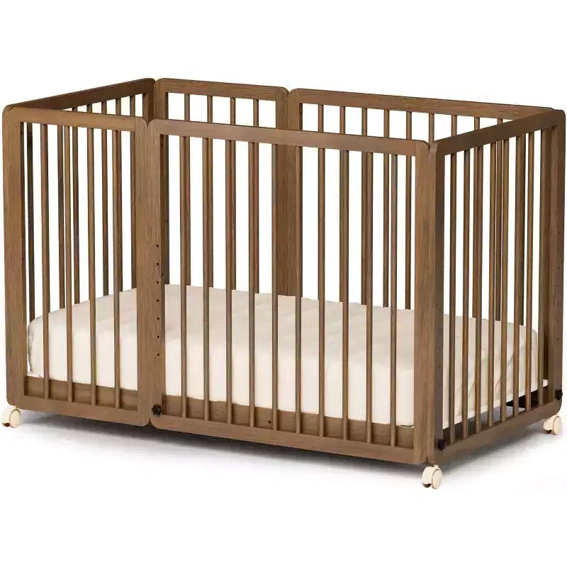 JOYMOR 8-in-1-Umbaubabybett, inklusive 2 Matratzen, umwandelbar in Stubenwagen, mittelhohes Babybett, großes Babybett, Tagesbett, Kleinkinderbett und Laufstall
