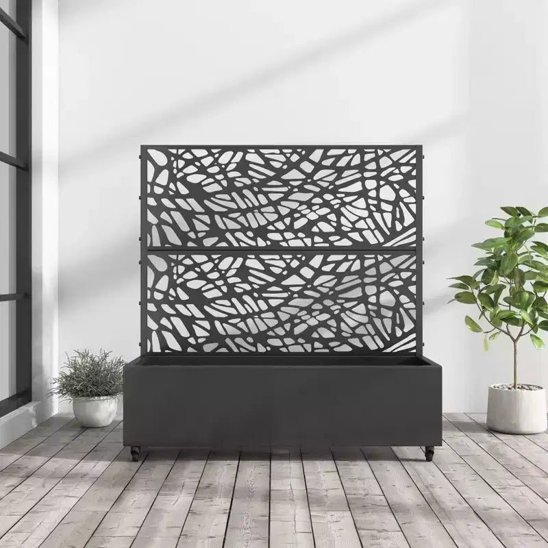 MAYEERTY plantenbak met ijzeren trellis, zwart net, stijl 01, 72x47x16in, set van 3