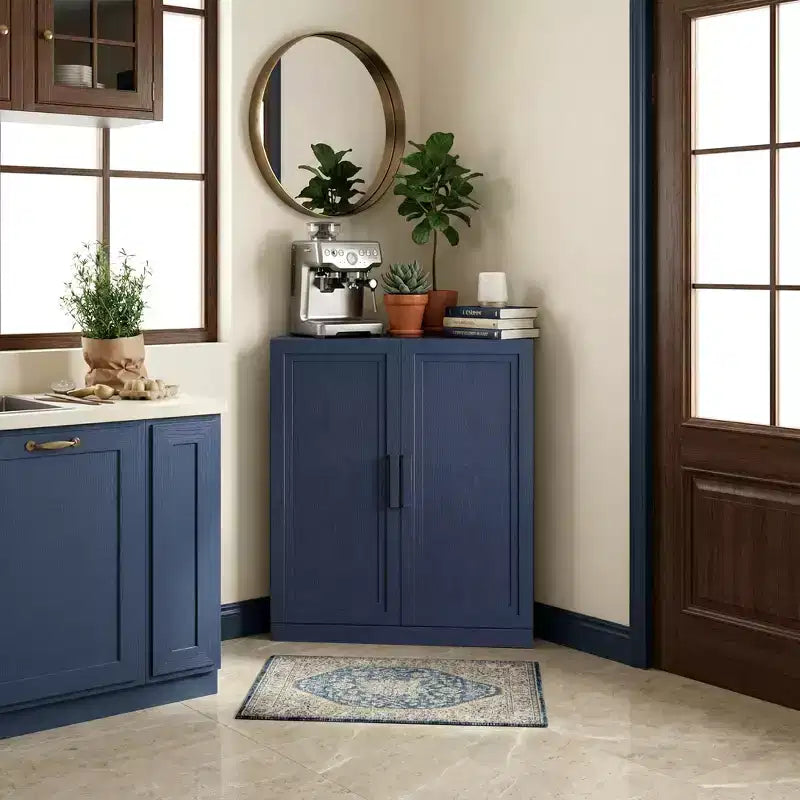 Dovelina hoekkast met verstelbare planken, dressoir, buffetkast, wijnkast en keuken- en eetkamerkast met houten deuren – 31H x 31W, 36H x 31W