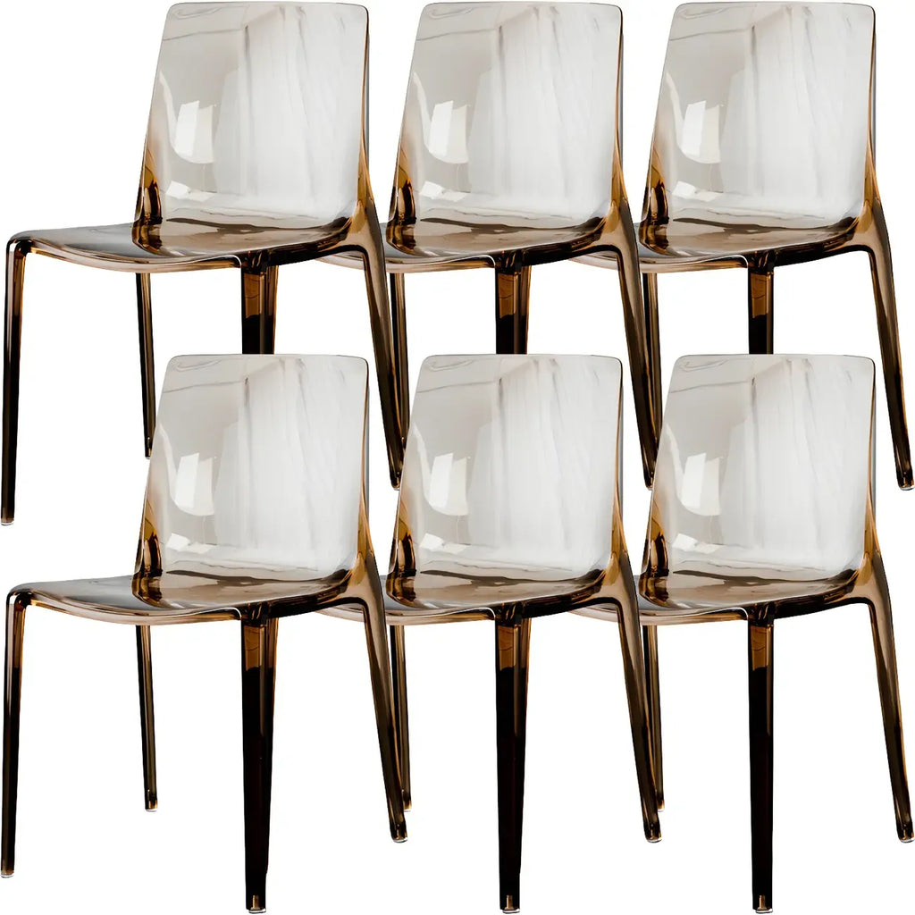 Chaise de salle à manger sans accoudoirs à dossier bas en acrylique ambré