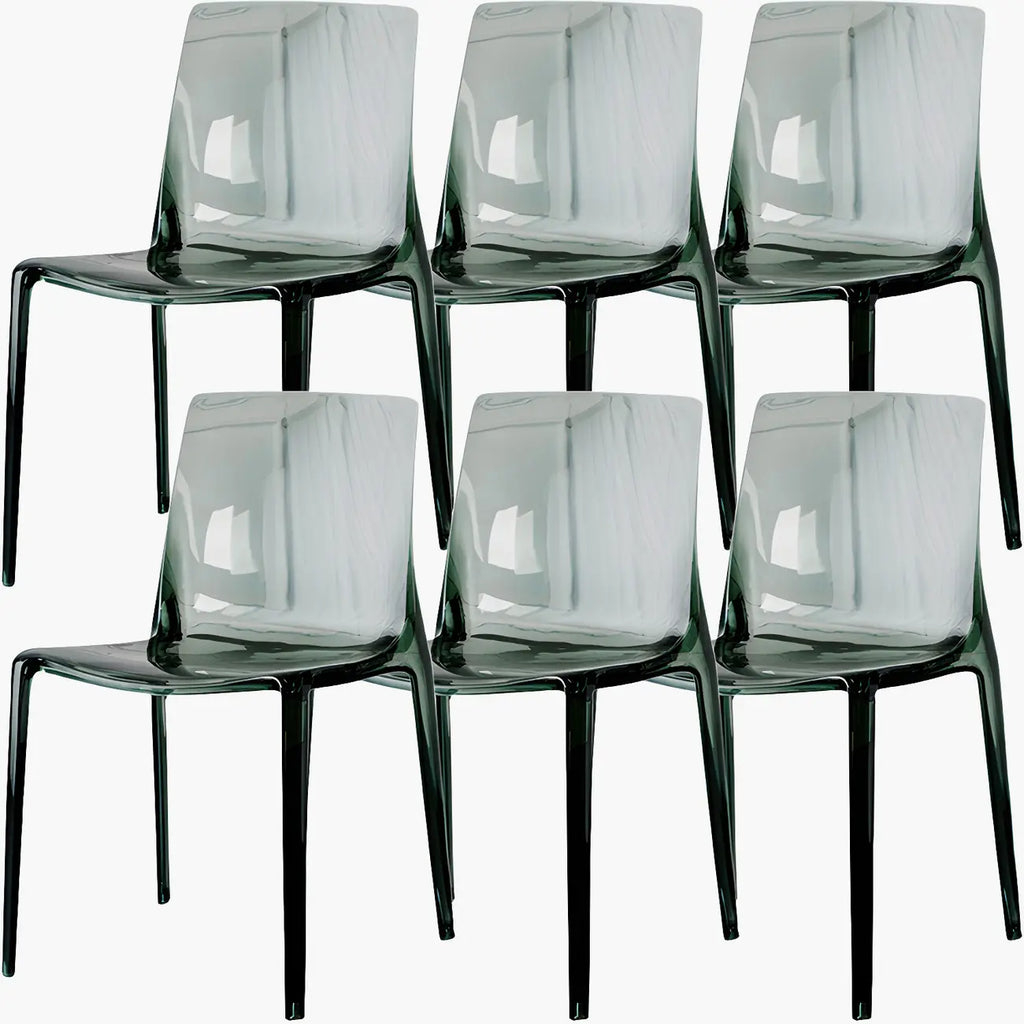 Chaise de salle à manger sans accoudoirs à dossier bas en acrylique ambré
